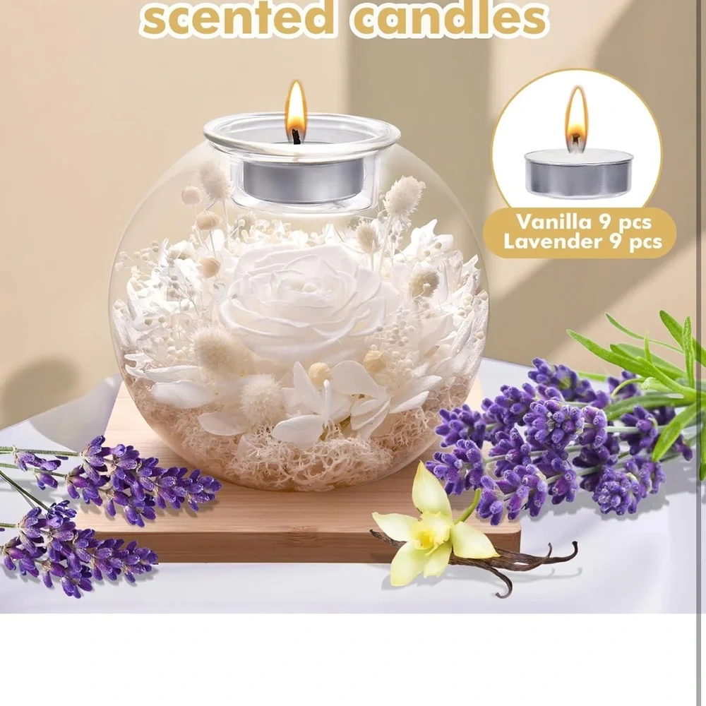 Preserved Floral Candle Holder with Scented for birthday gifts Mother’s Day gift